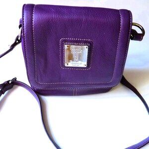 Tignanello purple leather organizer crossbody bag